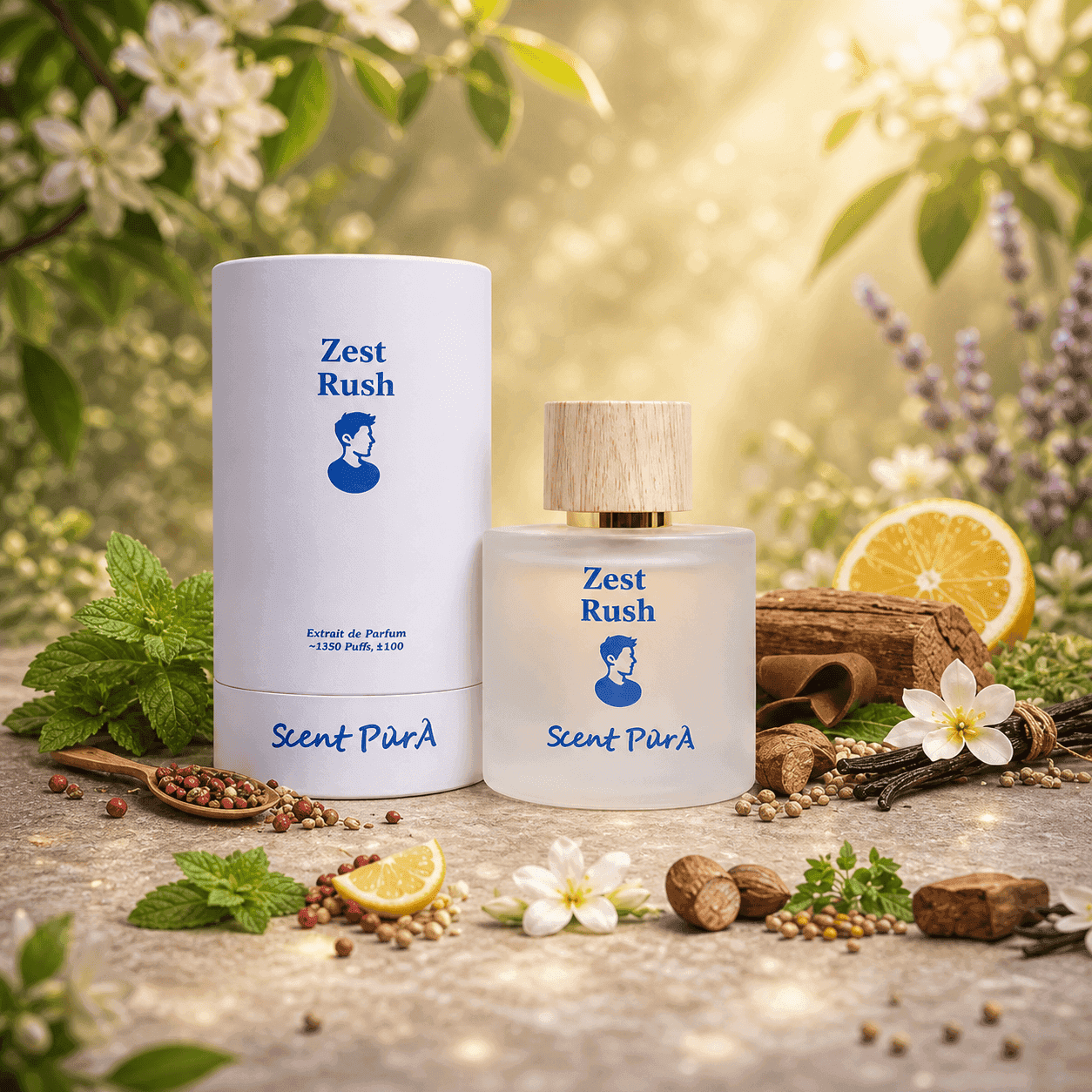 Zest Rush Grande 100 ml bottle beside its round box